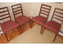 Set Of 4 Antique Wooden Dining Chairs With Beautiful Upholstery