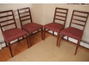 Set Of 4 Antique Wooden Dining Chairs With Beautiful Upholstery