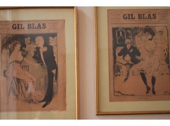 Antique Gilt Framed Gil Blas Prints