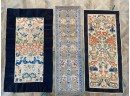 Vintage Asian Silk Textiles Decorative Sidetable Mats 7x22.5 To 11.5x21