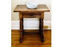 Sweet Petite Country Vintage Side Table With Top Drawer & Spindle Legs (LOC:S1)