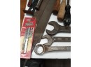 Hand Tools Lot: Rulers, Glue Rollers, Files, Ice Pick,Wenches,Pliers,hacksaw Blades ,prybars, Jigsaw Blades E5
