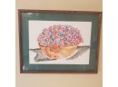 Vibrant Colors In This Wooden Framed Still Life Watercolor Painting Hand Signed By Artist In 1999  WA