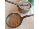 Two  Vintage Heavy Metal Pans- JCS Heinrichs Pure Nickel Frying Pan & Calphalon Lidded Saucepan. D4
