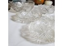 5 Pieces Of Vintage ABG Cut Glass Crystal Bowls With Sawtooth Top Rims.  D4