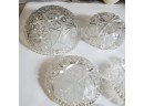 5 Pieces Of Vintage ABG Cut Glass Crystal Bowls With Sawtooth Top Rims.  D4