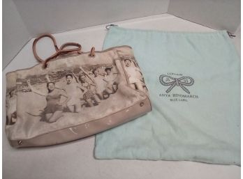 Vintage Anya Hindmarch Blue Label Purse & Drawstring Pouch- Image Of Playful Gals At Beach    E2