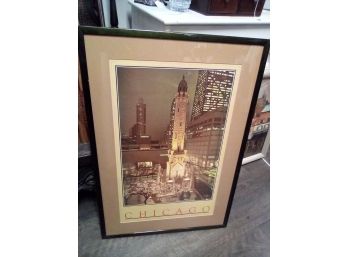 Large Framed Beautiful  Print Of Chicago City.                                       WA