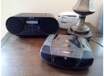 SONY Personal Audio System And GE Dual Alarm Stereo CD Clock Radio