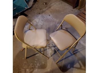 Two Metal Folding Chairs With Cushions  CVBK