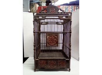 Large Vintage Carved Wood Bird Cage Makes A Great Display Piece For Home Or Boutique