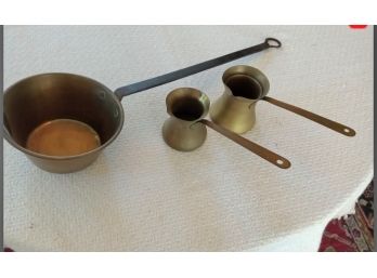 Charming Vintage Brass Ladle & 2 Dippers   B3