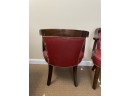 Pair Of Red Tufted Arm Chairs With Nailhead Trim
