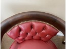 Pair Of Red Tufted Arm Chairs With Nailhead Trim
