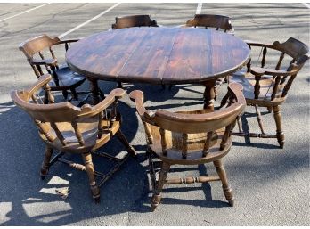 Solid Rock Maple Table With Leaf & Six Captain's Chairs (#2 Of 3)