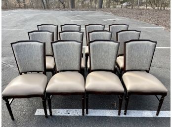 Set Of Twelve Wood Framed Fabric & Vinyl Banquet Chairs (#1 Of 3)