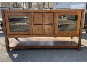 Console Table With Glass Doors & Cubby Drawers