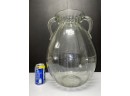 Bubbled Glass Double Handle Ribbed Vase