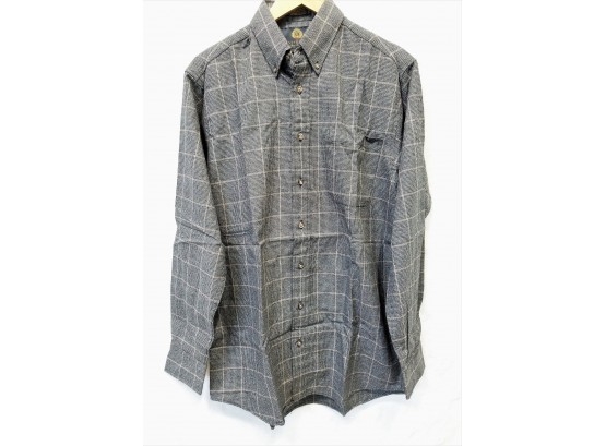 Men's VINYELLA LONDON Wool Blend Traditional Fit Plaid Button Down Shirt Size M
