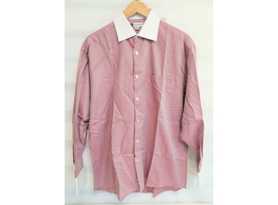 Men's Bachrach Red/white French Cuff Button Down Shirt Size 15.5 - 32/33