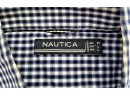 NEW Men's Nautica Classic Blue/white Gingham Button Down Shirt Size Medium