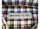 Men's ETRO 42 Gingham Button Down Long Sleeve Shirt Size Large