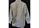 Men's Faconnable White/green Checkered Long Sleeve Button Down Designed In France Size 3/15.5