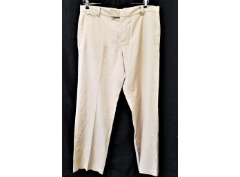 Men's Kenneth Cole Reaction Pinstriped Tan/white Polyester Trousers 38 - 32