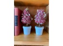 2 Pink Flower Topiaries