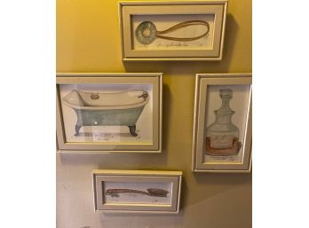 Artist Signed And Numbered 4 Pc Powder Room Art - Pencil Drawings