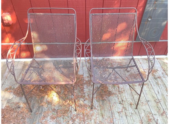 MCM Pair Of Iron Patio Or Deck Chairs . Solid No Damage