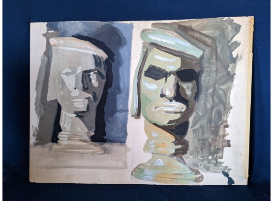 Vintage Mid Century Modern Study Of A Statue Painting
