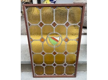 Antique Stain Glass  Window  19 1/2 X 30 Tall . Excellent . No Damage Or  Broken  Glass