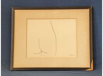 Vintage Picasso Line Drawing Of Nude Derriere - Signed In Plate