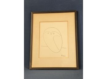Vintage Picasso Line Drawing Of An Owl Print - Signed In Plate