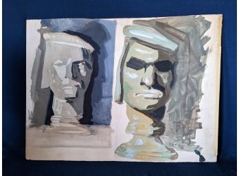 Vintage Mid Century Modern Study Of A Statue Painting