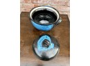 Artisan Hand Painted Ceramic Covered Dish (Blue)