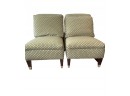 A Pair Of Upholstered Slipper Chair With Wooden Legs