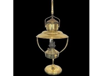 A Vintage  Brass & Metal Oil Lamp On Stand - Made In England