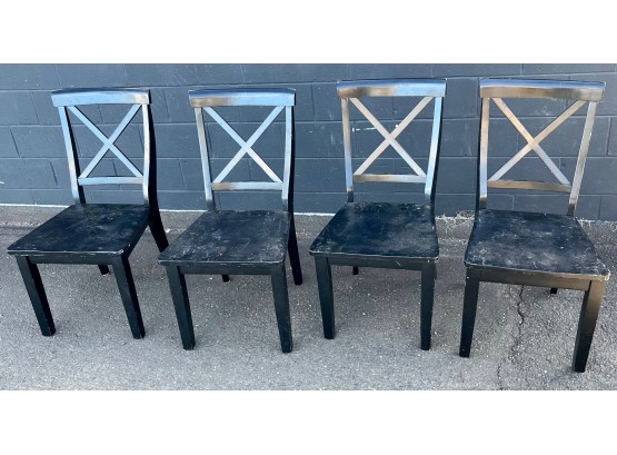 Set Of Four Black Dining Chairs