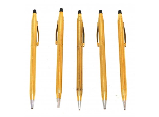 Lot Of 5 Cross Gold Filled Pens & Pencils