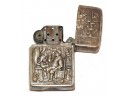 Vintage Zippo Type Ornate Cased Light Has Hallmarks Cannot Make Them Out
