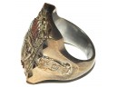 Vintage Mens Indian Head Ring With Owl Luck On 2 Sides Cannot Decipher Hallmark