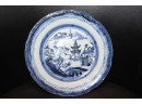 Antique Blue And White Chinese Canton Plate - Some Small Rim Chips