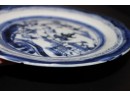 Antique Blue And White Chinese Canton Plate - Some Small Rim Chips