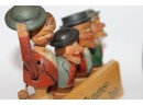 Old Anri Carved Wood Italian Animated Wine Stopper Set - Possible Store Display - Very Nice Condition
