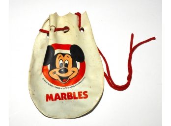 1970 Walt Disney Mickey Mouse Marble Bag With Marbles
