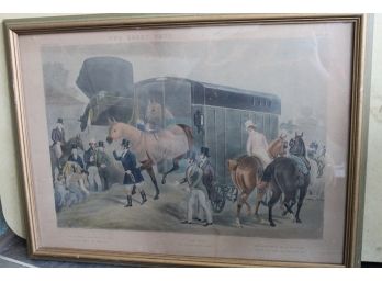Original 1843 THE DERBY PETS Antique Hand Colored Horse Racing Framed Print