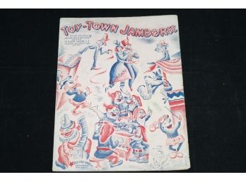 1938 Cartoon Toy Town Jamboree Sheet Music With Mickey Mouse Donald Duck And Disney Characters