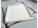 Global Views Ivory Leather Wrapped Handle Tray